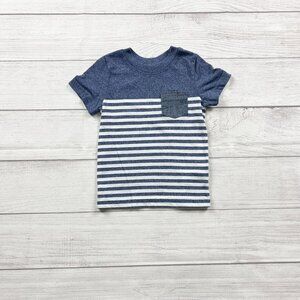 Cat & Jack Toddler Boy Blue Striped Pocket T-Shirt 18 Months